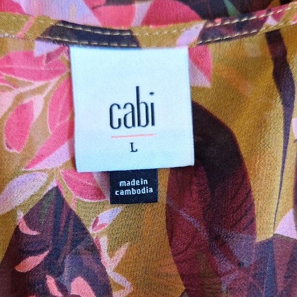 CAbi Pink and Red Asymmetrical Sheer Blouse. Excellent condition Size Large - Picture 7 of 8